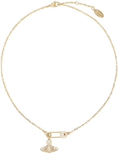 Vivienne Westwood Gold Lucrece Pendant Necklace In R102 Gold White Cz