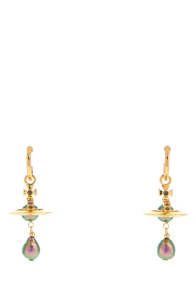 Vivienne Westwood Aleksa Drop Earrings Gold Tone Pearls