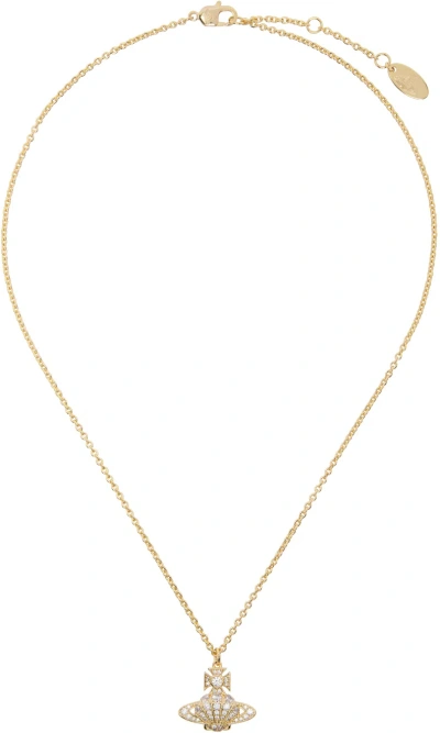 Vivienne Westwood Gold Natalina Pendant Necklace In R102 Gold/white Cz