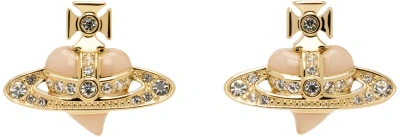 Vivienne Westwood Gold New Diamante Heart Earrings In R655 Gold/crystal Cr