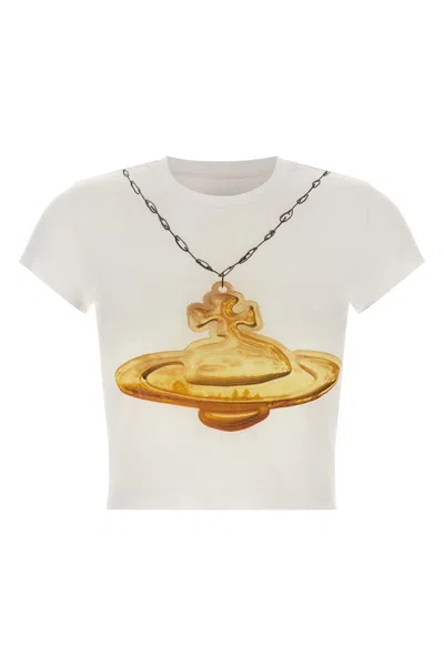 Vivienne Westwood Gold Orb Classic Cropped Cotton T-shirt In White