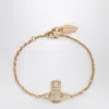 Vivienne Westwood Gold Orb Logo Bracelet With Crystals In Gold