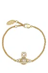Vivienne Westwood Gold Orb Logo Bracelet With Crystals In Gold