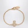 Vivienne Westwood Gold Orb Logo Bracelet With Crystals In Gold