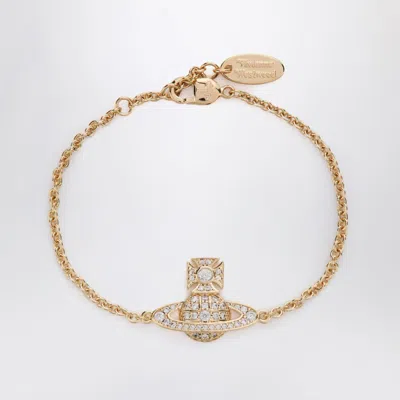 Vivienne Westwood Gold Orb Logo Bracelet With Crystals In Metallic