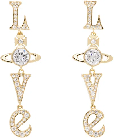 Vivienne Westwood Gold Roderica Long Earrings In R102 Gold/white Cz