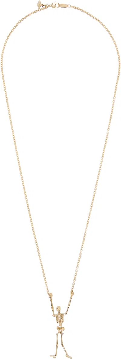 Vivienne Westwood Gold Skeleton Long Necklace In R445 Gold/ivory En