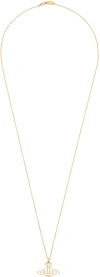 VIVIENNE WESTWOOD GOLD THIN LINES FLAT ORB NECKLACE