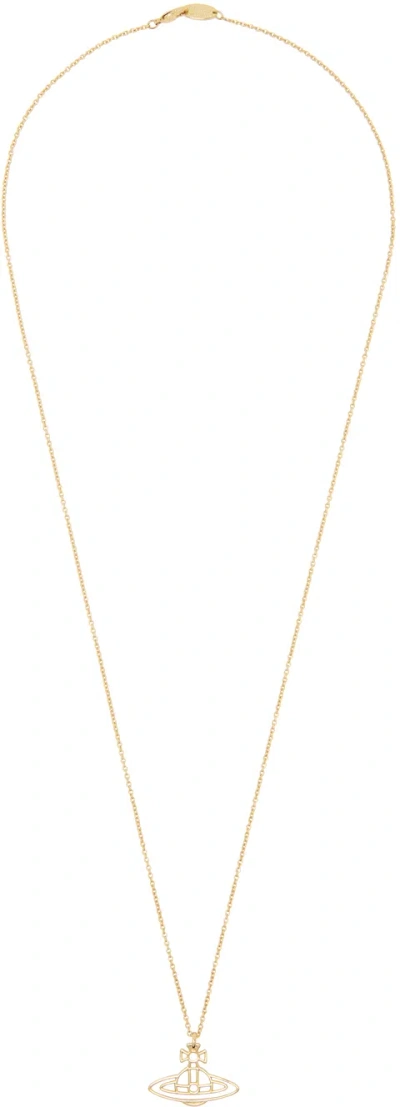 Vivienne Westwood Gold Thin Lines Flat Orb Necklace