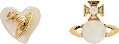 Vivienne Westwood Gold Thomasina Earrings In R273 Gold/white Mo