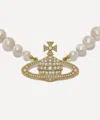 Vivienne Westwood Gold-tone One Row Pearl Bas Relief Choker Necklace