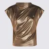 Vivienne Westwood 'hebo' Metallic Asymmetric Top With Gathered Detail In Cotton Woman In Golden