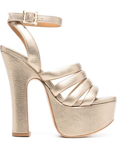 Vivienne Westwood Plateausandalen Aus Metallic-leder In Gold