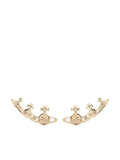 Vivienne Westwood Golden Ear Climber Earrings In Brown