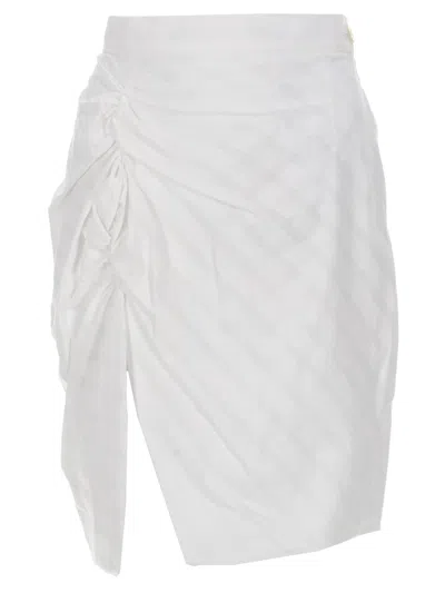 Vivienne Westwood Side Panther Cotton-blend Ruched Mini Skirt In White