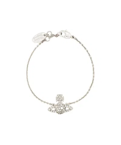 Vivienne Westwood Grace Bas Relief Embellished Bracelet In Brown