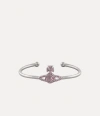 Vivienne Westwood Grace Bas Relief Open Bangle Platinum-iris-light-amethyst-light-rose-crystal Platinum-iris-light-ame In Blue