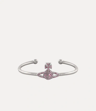 Vivienne Westwood Grace Bas Relief Open Bangle Platinum-iris-light-amethyst-light-rose-crystal Platinum-iris-light-ame In Blue