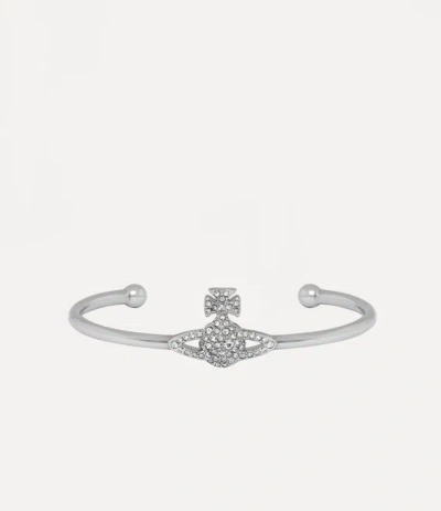 Vivienne Westwood Grace Bas Relief Open Bangle Silver Cubic Zirconia Women