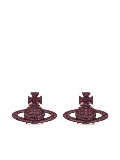 Vivienne Westwood Grace Bas Relief Orb-crystal Earrings In Purple