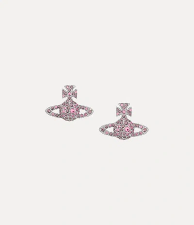Vivienne Westwood Grace Bas Relief Stud Earrings Platinum-iris-light-amethyst-light-rose-crystal Platinum-iris-light-a In Black