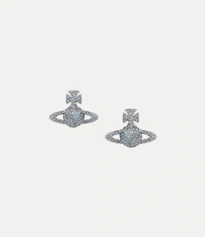 Vivienne Westwood Grace Bas Relief Stud Earrings Silver Brass Women In Gray