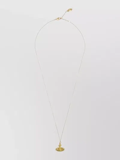 Vivienne Westwood Grace Small Pendant Brass Crystal Necklace In White