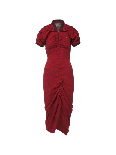 Vivienne Westwood Pulling Dress Jacquard Piquet Graffiti-orbs Xl Women In Brown