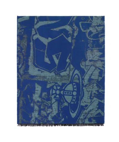 Vivienne Westwood Graffiti Scarf In Blue