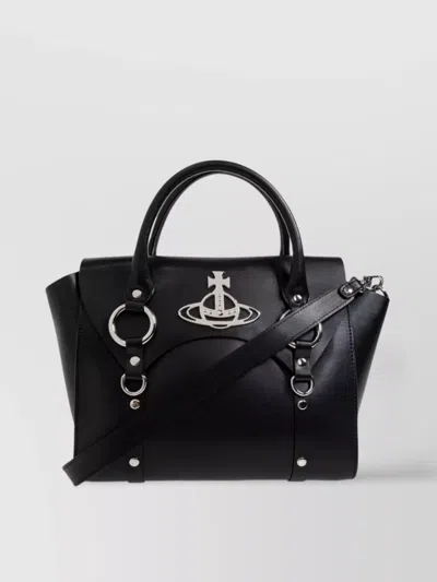 Vivienne Westwood Grain Smooth Stud Strap In Black