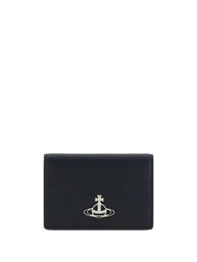 Vivienne Westwood Grained Faux Leather Card Holder Accessories In Black