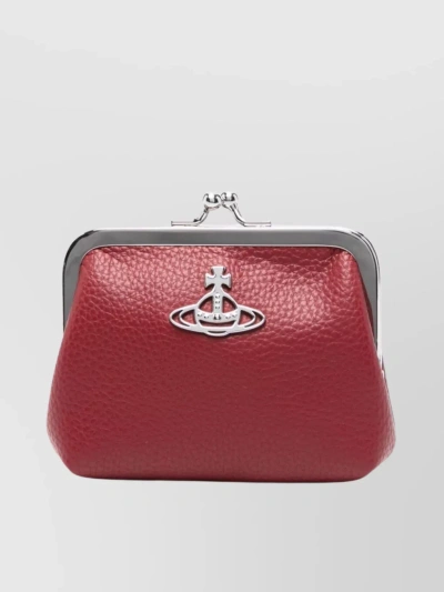 Vivienne Westwood Grained Faux Leather Cardholders In Burgundy