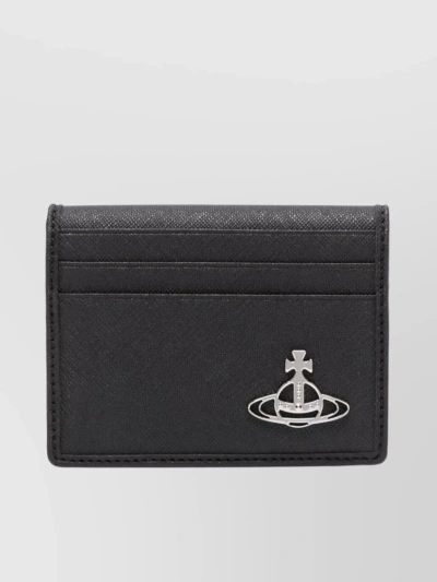 Vivienne Westwood Grained Texture Bi-fold Wallets With Card Slots In Black
