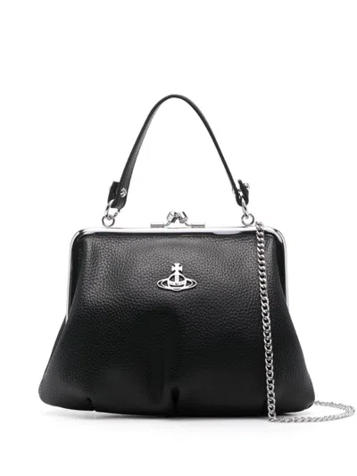 Vivienne Westwood Grained Texture Granny Frame Purse In Black