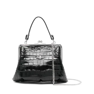 Vivienne Westwood Granny Frame Clutch Bag In Black