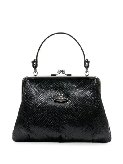 Vivienne Westwood Granny Frame Leather Clutch Bag In Black