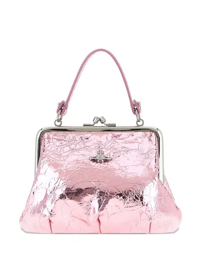 Vivienne Westwood Granny Frame Metallic-effect Tote Bag In Pink