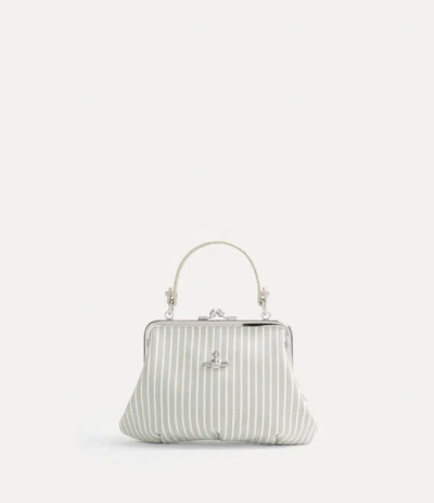 Vivienne Westwood Granny Frame Purse Classic Oxford Shirt Thyme-stripe In Neutral