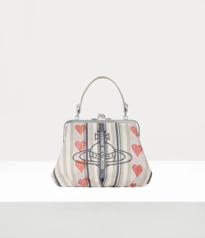 Vivienne Westwood Granny Frame Purse Linen Heart Stripes One Size Women