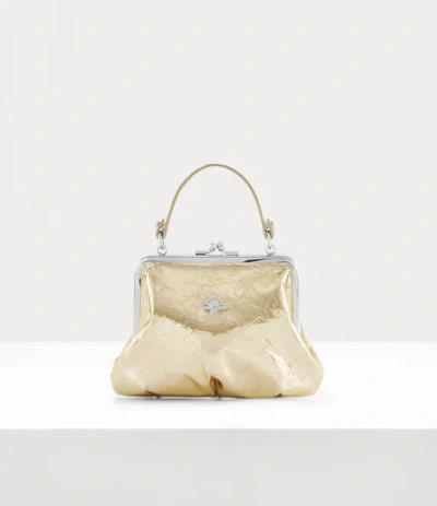 Vivienne Westwood Granny Frame Purse Metallic Crinkle Gold