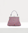 Vivienne Westwood Granny Frame Purse Saffiano Printed Blue-orange-tartan One Size Women In Blue-orange-tartan