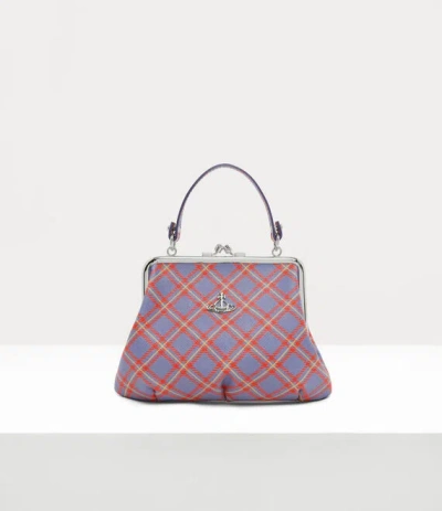 Vivienne Westwood Granny Frame Purse Saffiano Printed Blue-orange-tartan One Size Women