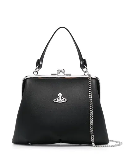 Vivienne Westwood Granny Frame Purse With Saffiano Finish Bags In Black