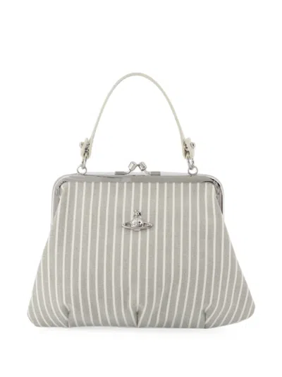 Vivienne Westwood Granny Frame Stripe-print Clutch Bag In Gray