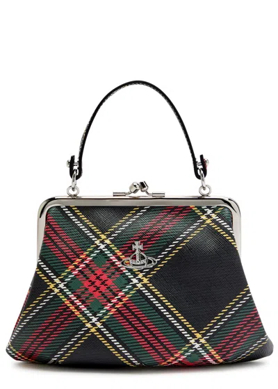 Vivienne Westwood Granny Frame Tartan Faux Leather Top Handle Bag In Multi