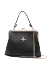 Vivienne Westwood Textured Synthetic Leather Crossbody Bag With Gold-tone Accents In Black