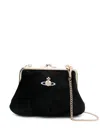 Vivienne Westwood Granny Frame Orb Velvet Tote Bag In Black