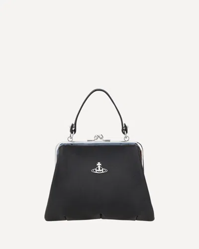 Vivienne Westwood Granny Frame Faux Leather Top Handle Bag In Black
