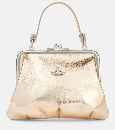 Vivienne Westwood Granny Small Metallic Leather Tote Bag In Gold