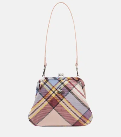 Vivienne Westwood Granny Small Tartan Leather Clutch In Multicoloured
